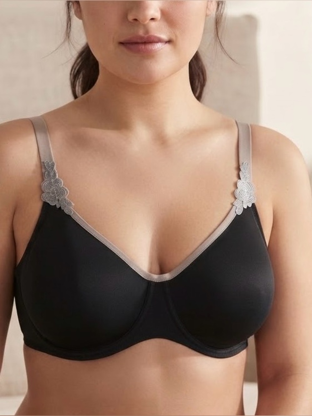 Rosia Faia 40 DD / E Bra Women’s Plus Lingerie Black Gray Underwire Thin Ladies